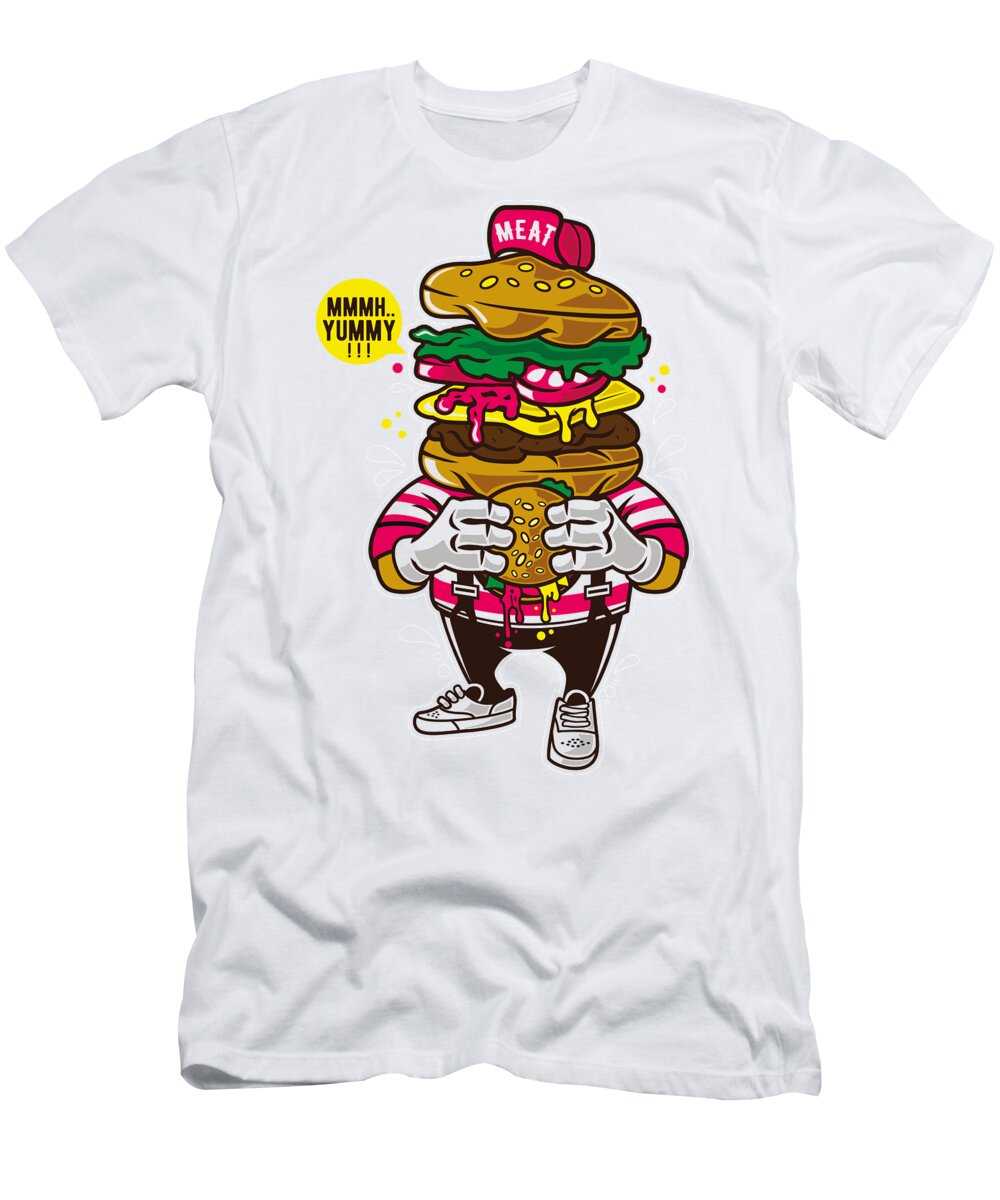 Burger T-Shirt featuring the digital art Hungry Burger by Long Shot