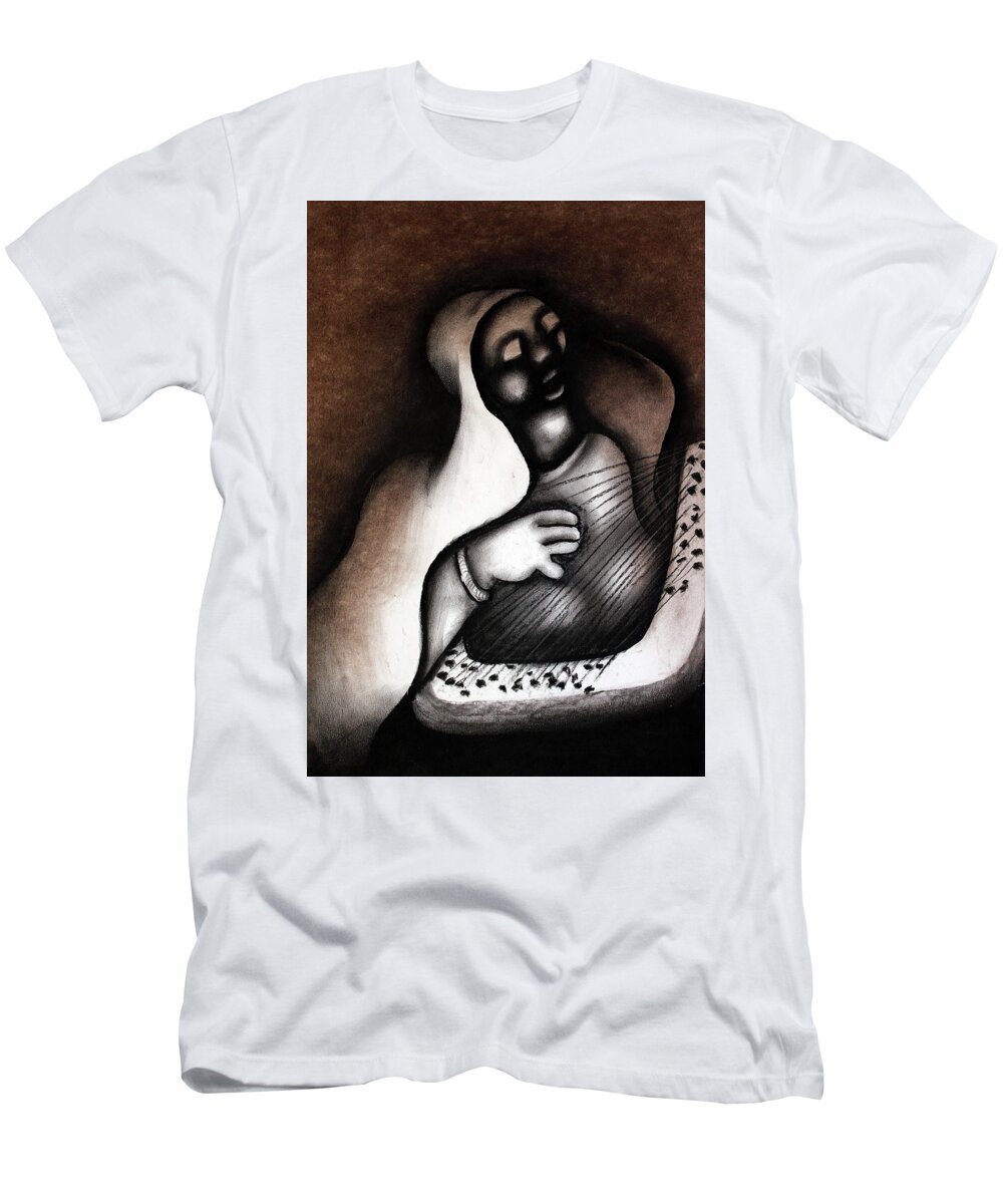 Moa T-Shirt featuring the painting I Hear An Angel by David Mbele
