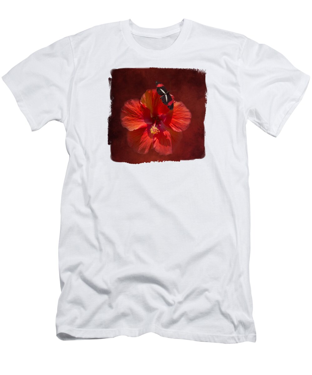 Hibiscus T-Shirt featuring the mixed media I Love My Hibiscus by Elisabeth Lucas