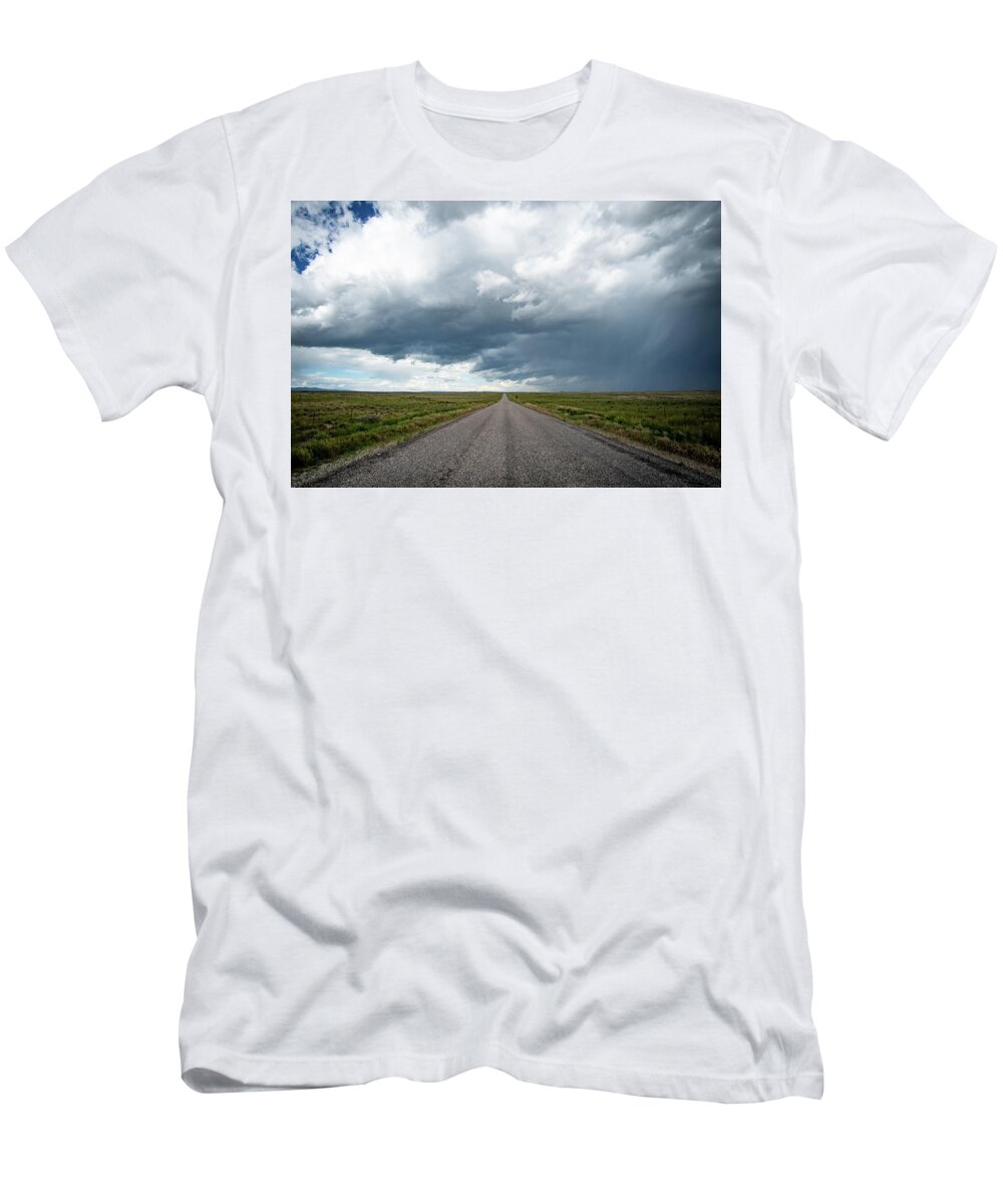 Storm T-Shirt featuring the photograph Idaho Stormy Road by Wesley Aston