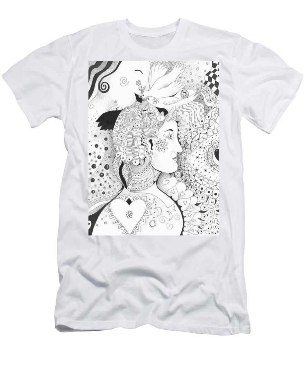 In The Middle Of It All By Helena Tiainen T-Shirt featuring the drawing In The Middle Of It All by Helena Tiainen