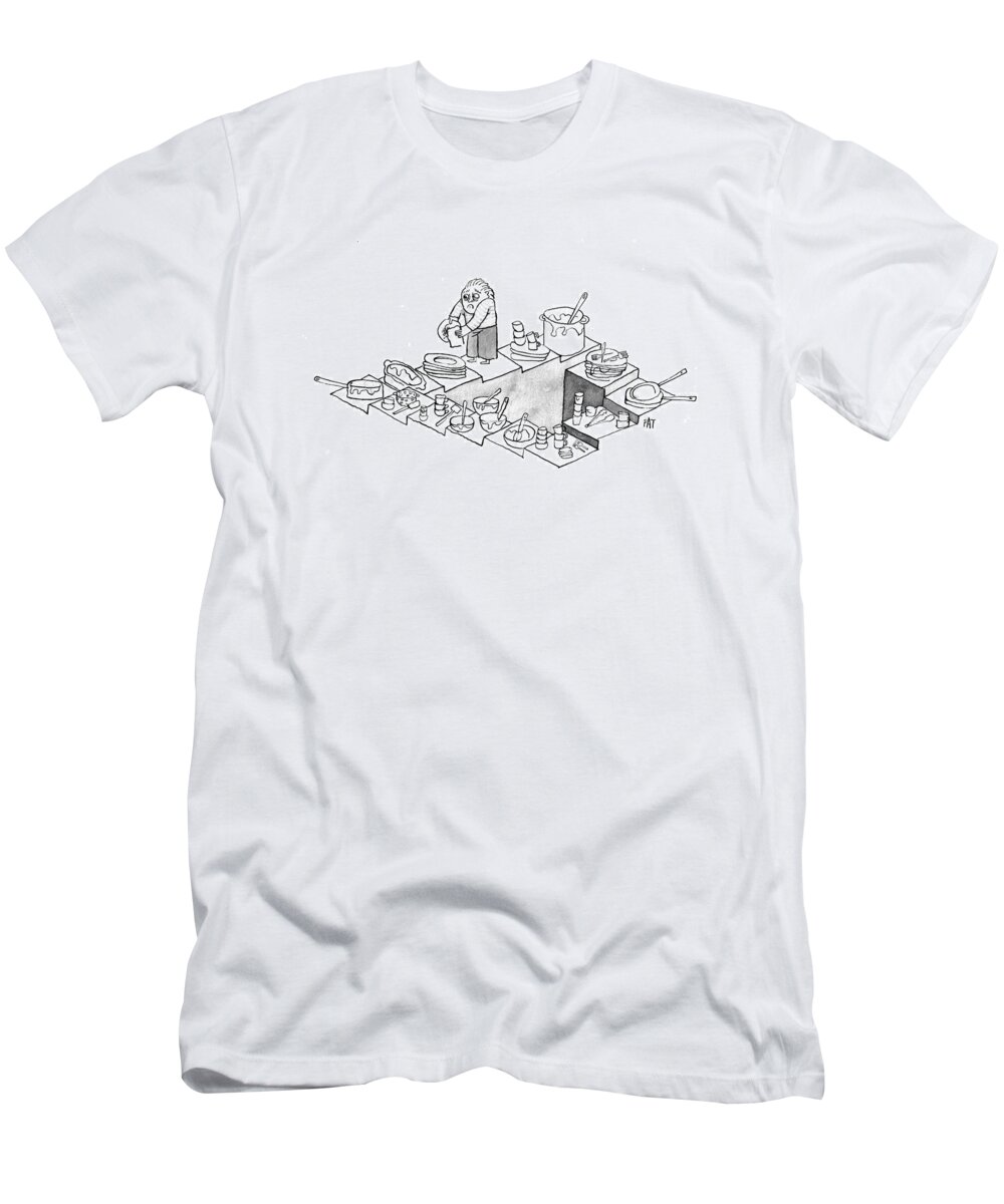 Captionless T-Shirt featuring the drawing Infinity Dishes by Patrick McKelvie