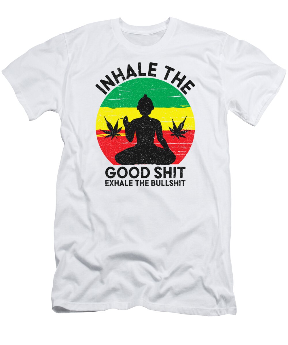 Yoga T-Shirt featuring the digital art Inhale The Good Shit Exhale Bullshit Yoga Namaste by Toms Tee Store
