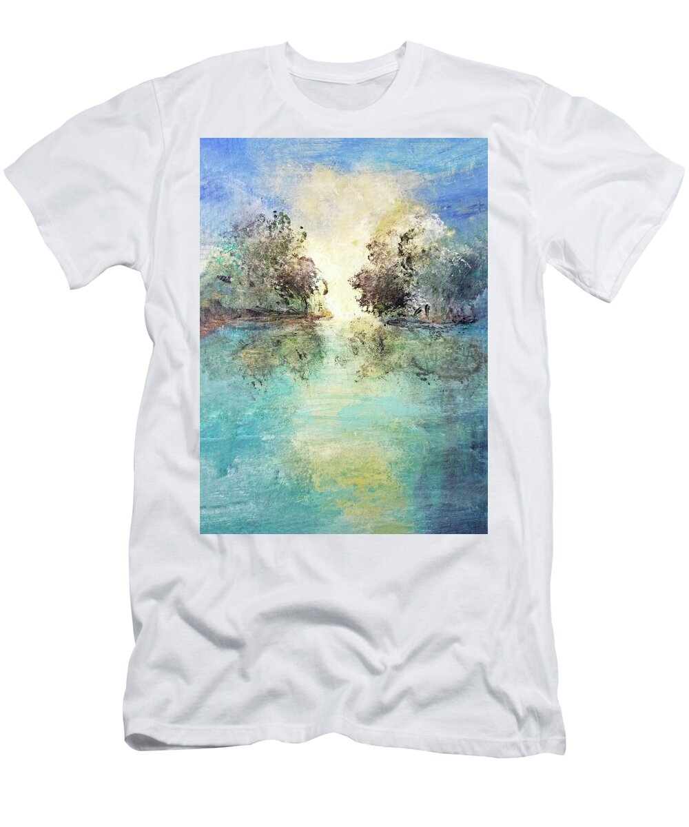 Abstract T-Shirt featuring the painting Into the Light by Sharon Williams Eng