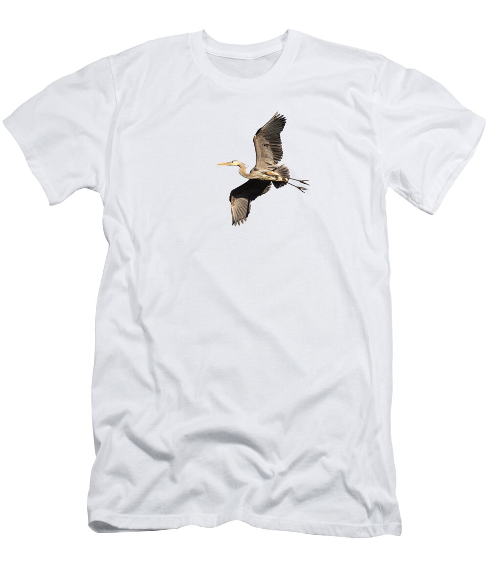 Great Blue Heron T-Shirt featuring the photograph Isolated Great Blue Heron 2019-8 by Thomas Young