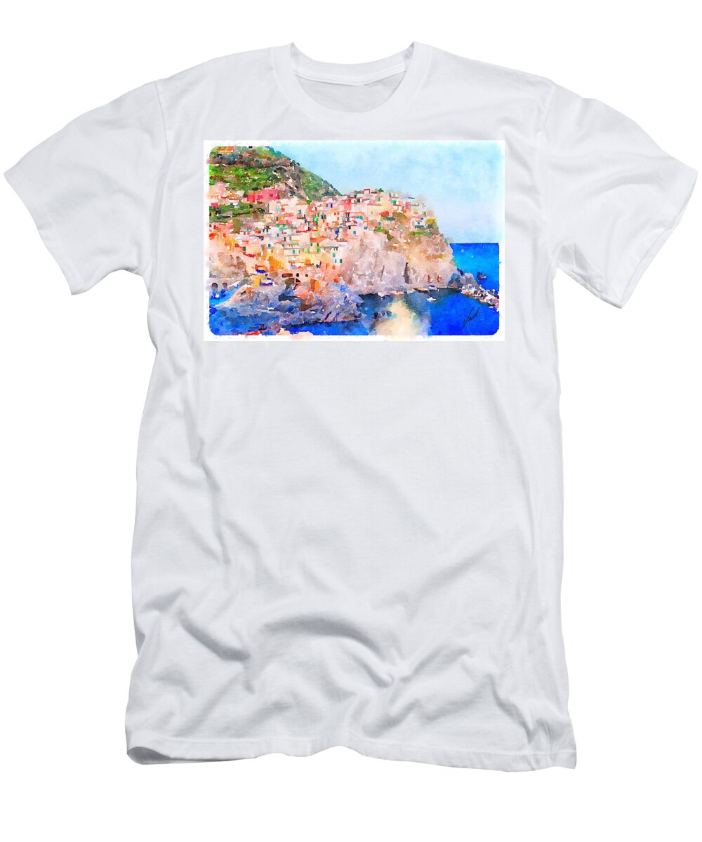 Italy T-Shirt featuring the painting Italy - original watercolor by Vart. by Vart