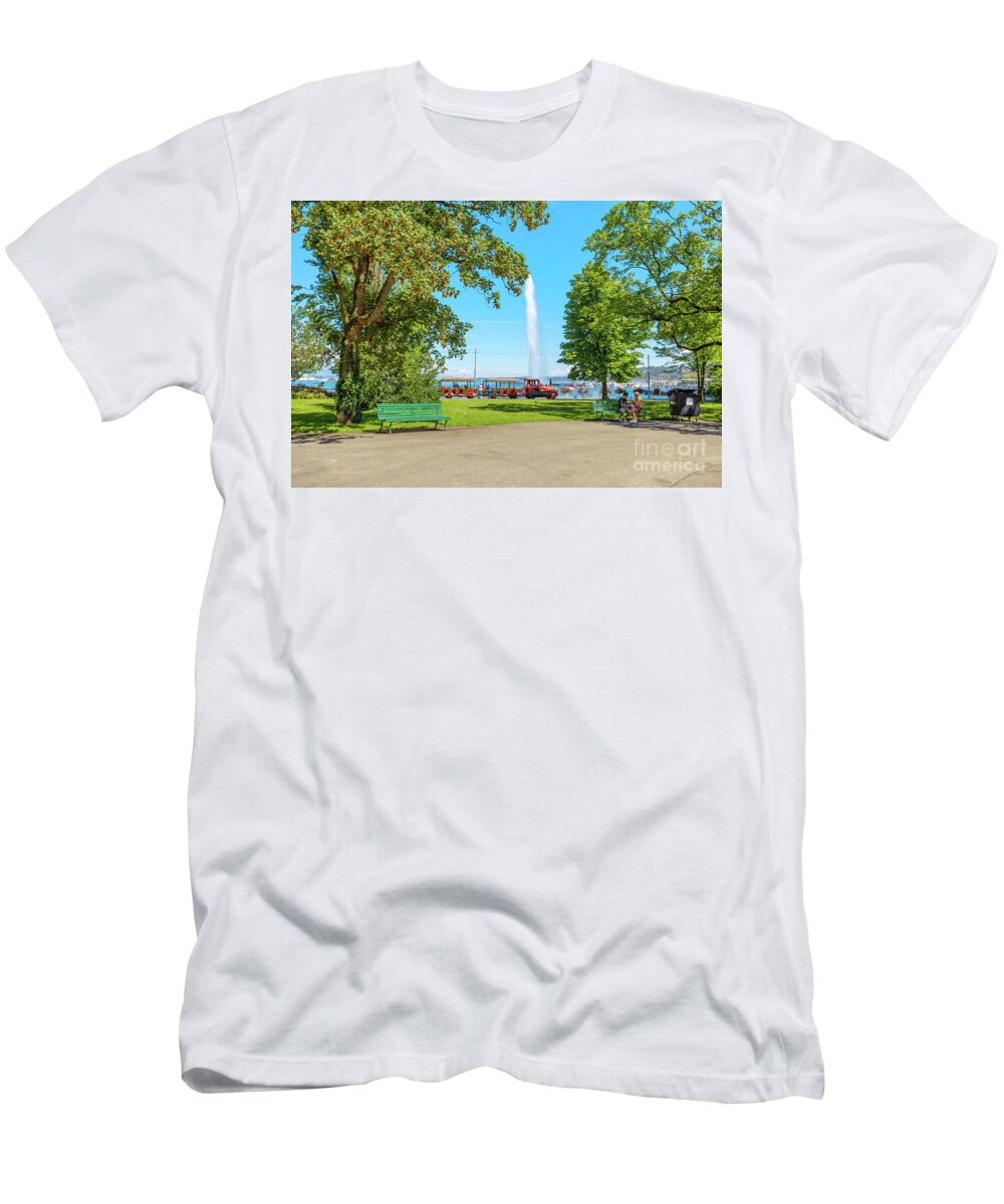 Geneva T-Shirt featuring the photograph Jardin Anglais Geneva by Benny Marty