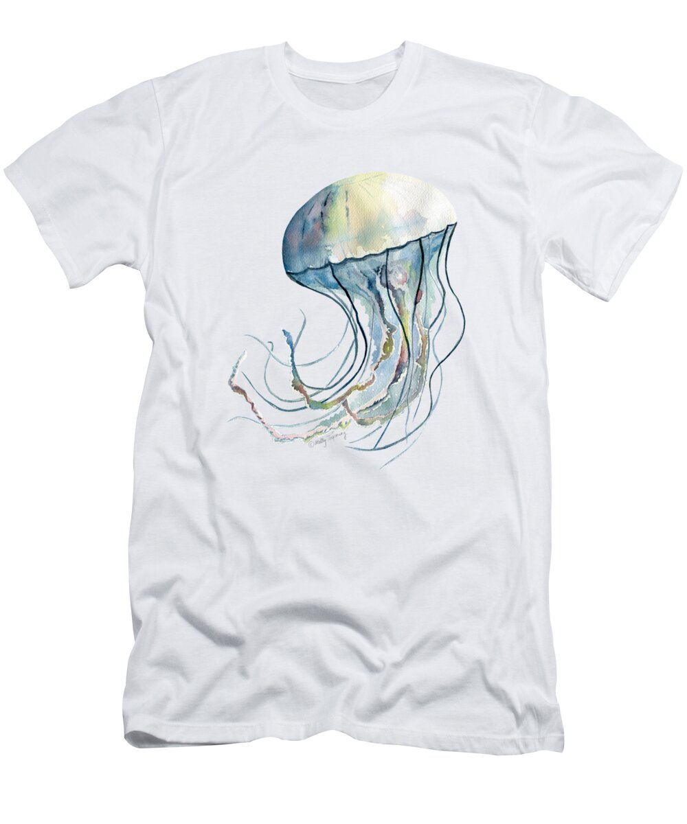Jellyfish T-Shirt featuring the painting Jellyfish 2 by Melly Terpening