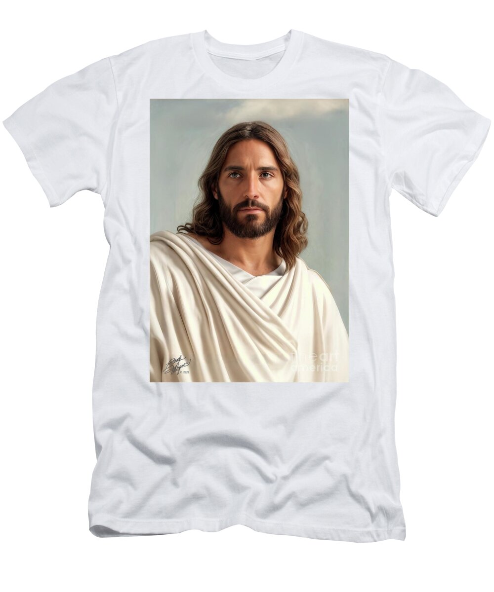 Bible Art T-Shirt featuring the digital art Jesus Christ 2023 by Stacey Mayer