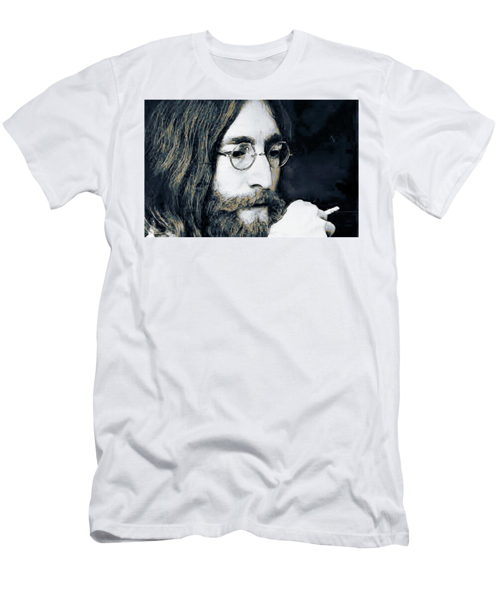 Jon Lennon T-Shirt featuring the digital art John Lennon by David Lane