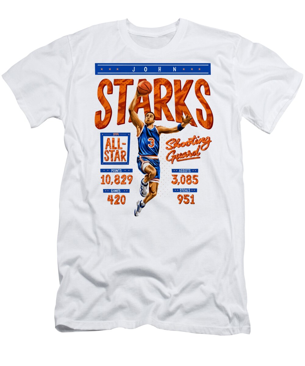  T-Shirt featuring the digital art John Starks Stats by Kelvin Kent
