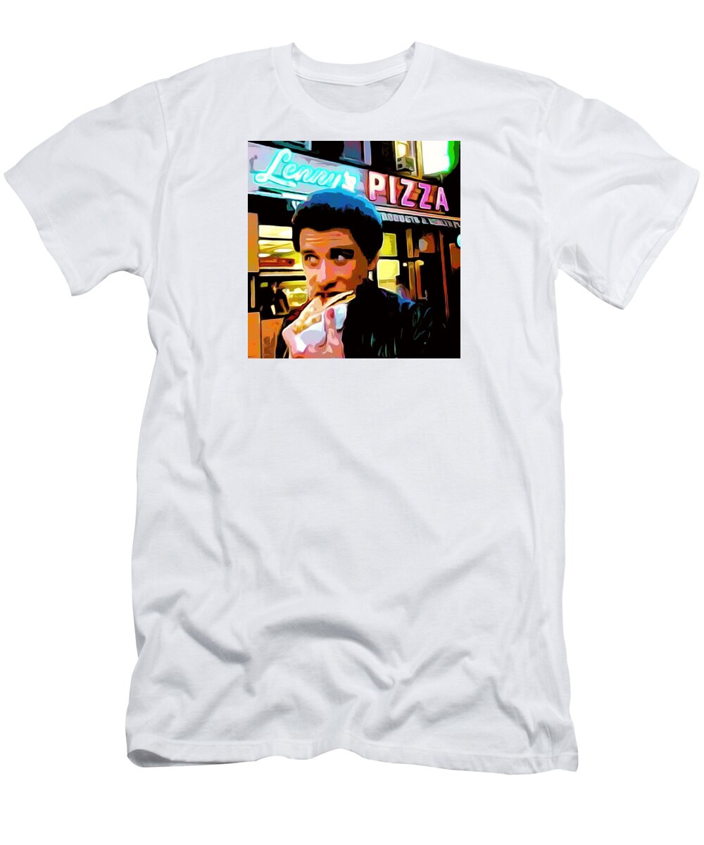 John Travolta T-Shirt featuring the painting John Travolta - How to Eat Pizza by Bellino
