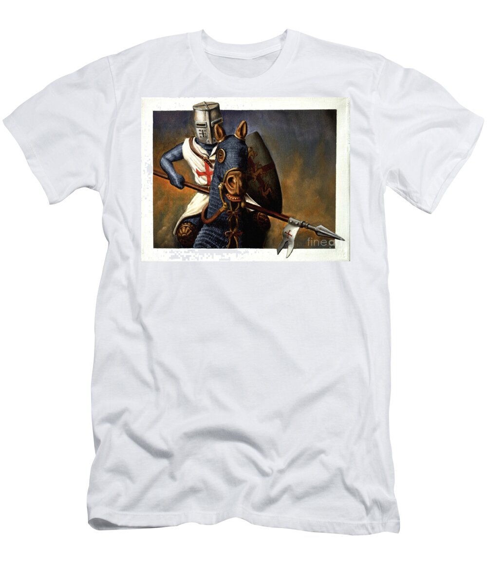 Knight T-Shirt featuring the painting Jouster by Ken Kvamme