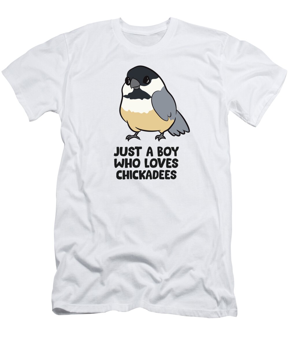 Chickadee T-Shirt featuring the tapestry - textile Just a Boy Who Loves Chickadees by EQ Designs