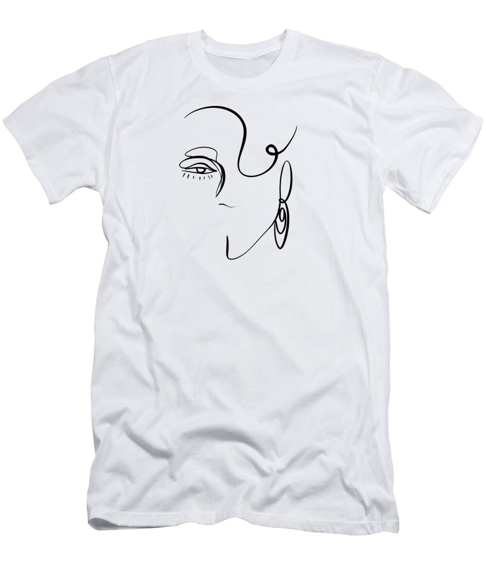 Abstract T-Shirt featuring the digital art Kalonice 11 - Minimal, Modern - Abstract Women Line Art by Studio Grafiikka