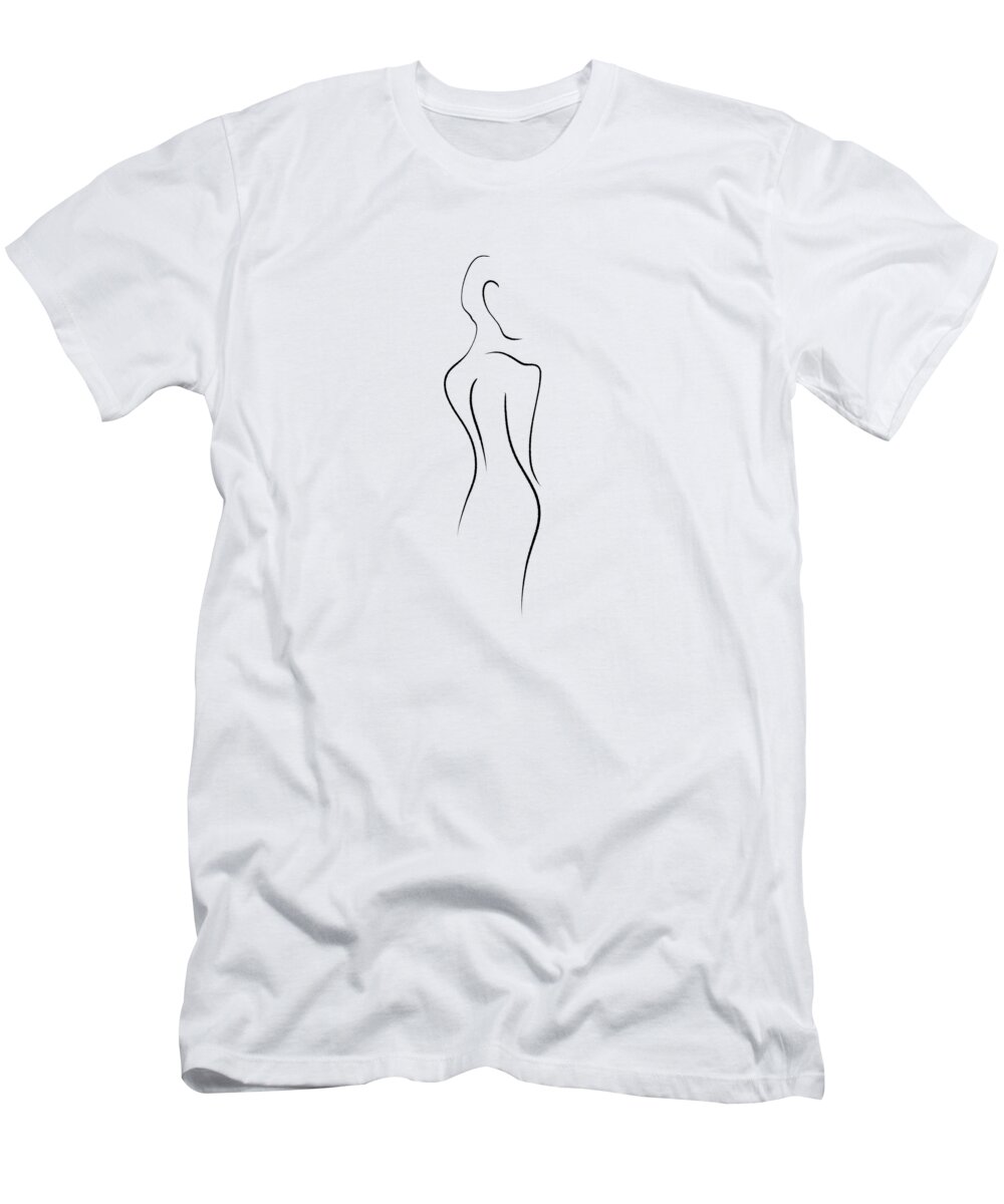 Abstract T-Shirt featuring the digital art Kalonice 4 - Minimal, Modern - Abstract Women Line Art by Studio Grafiikka