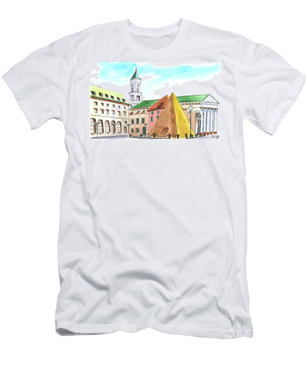 Karlsruhe Pyramid T-Shirt featuring the painting Karlsruhe Pyramid by Tracy Hutchinson