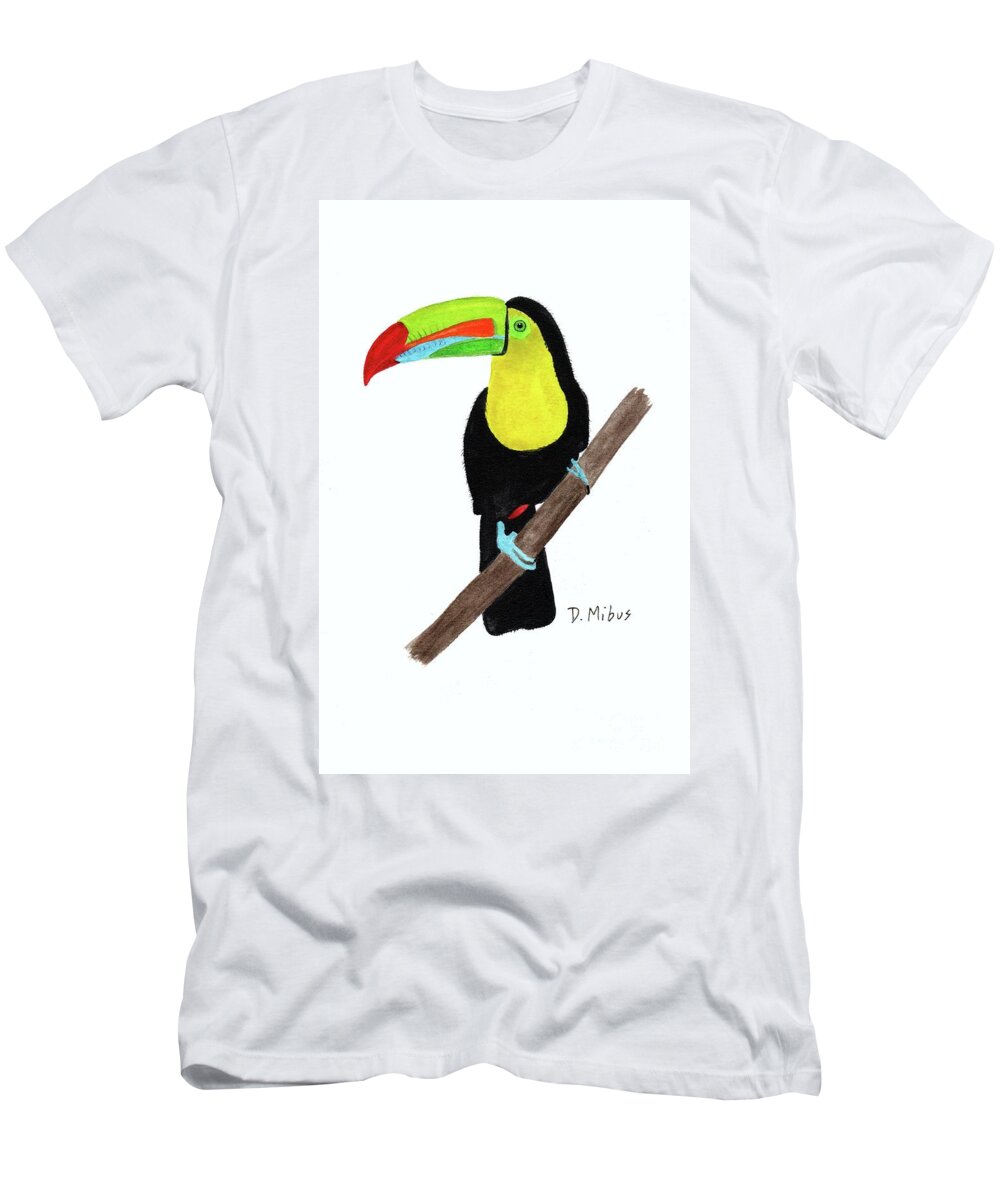 Keel-billed Toucan T-Shirt featuring the painting Keel-Billed Toucan Day 3 Challenge by Donna Mibus