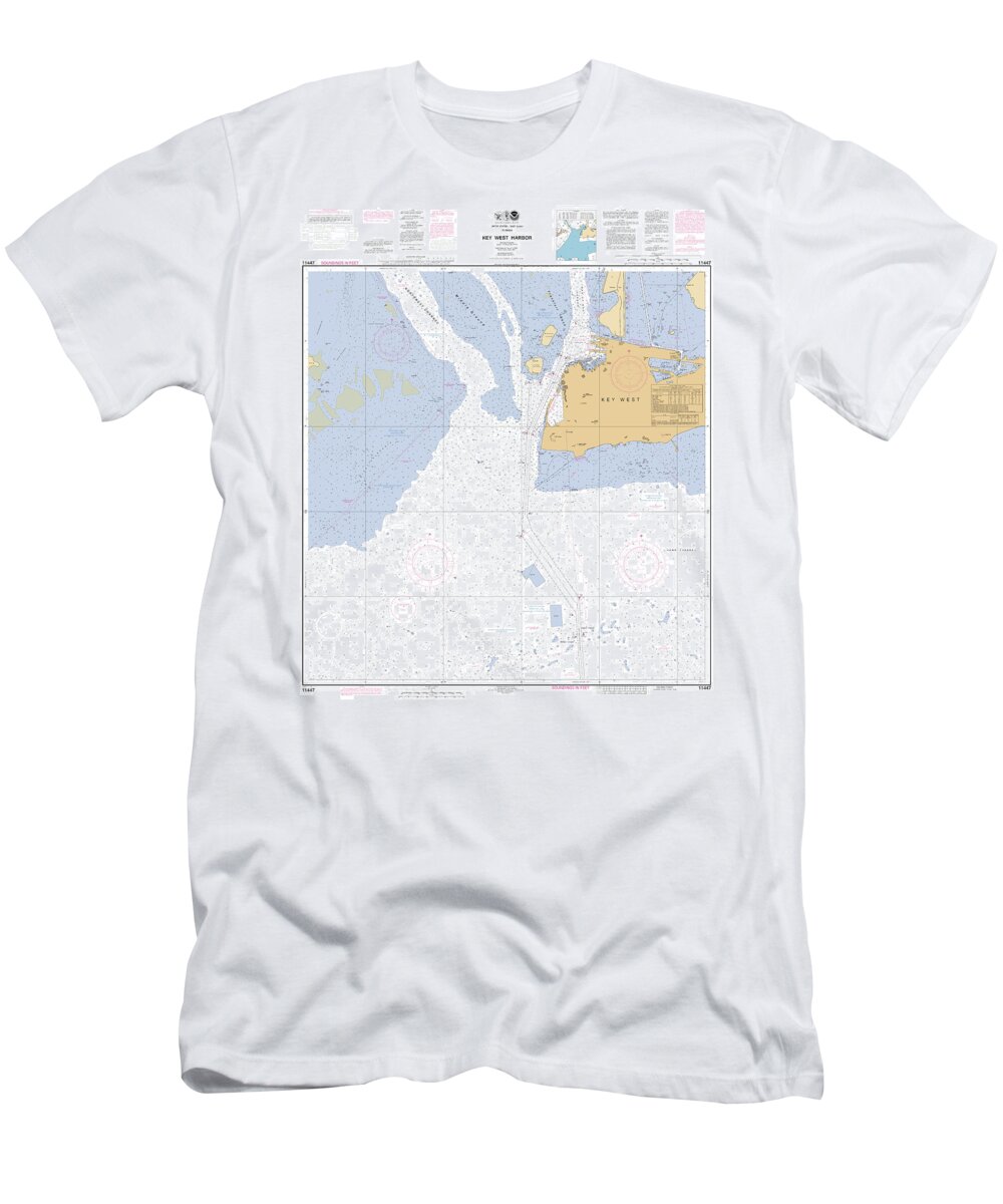 Key West Harbor T-Shirt featuring the digital art Key West Harbor, NOAA Chart 11447 by Nautical Chartworks