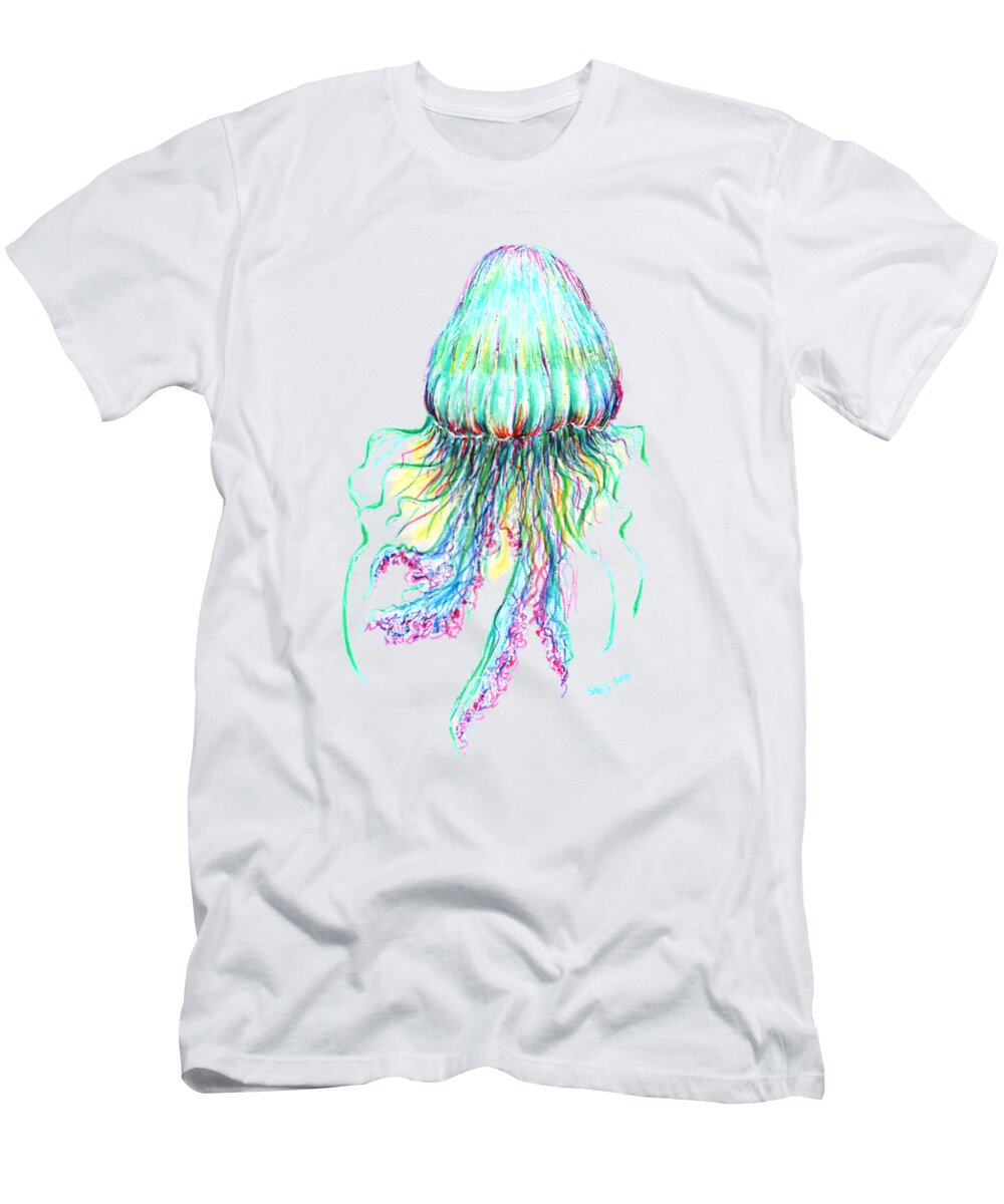 Jellyfish T-Shirt featuring the painting Key West Jellyfish Study 2 by Shelly Tschupp