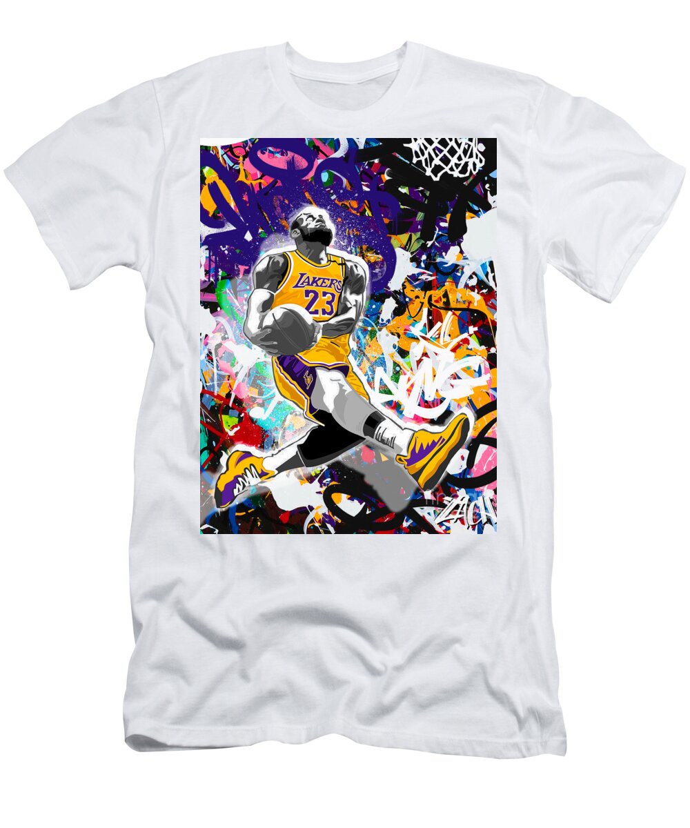 Nba T-Shirt featuring the digital art King James by Zach Gracia