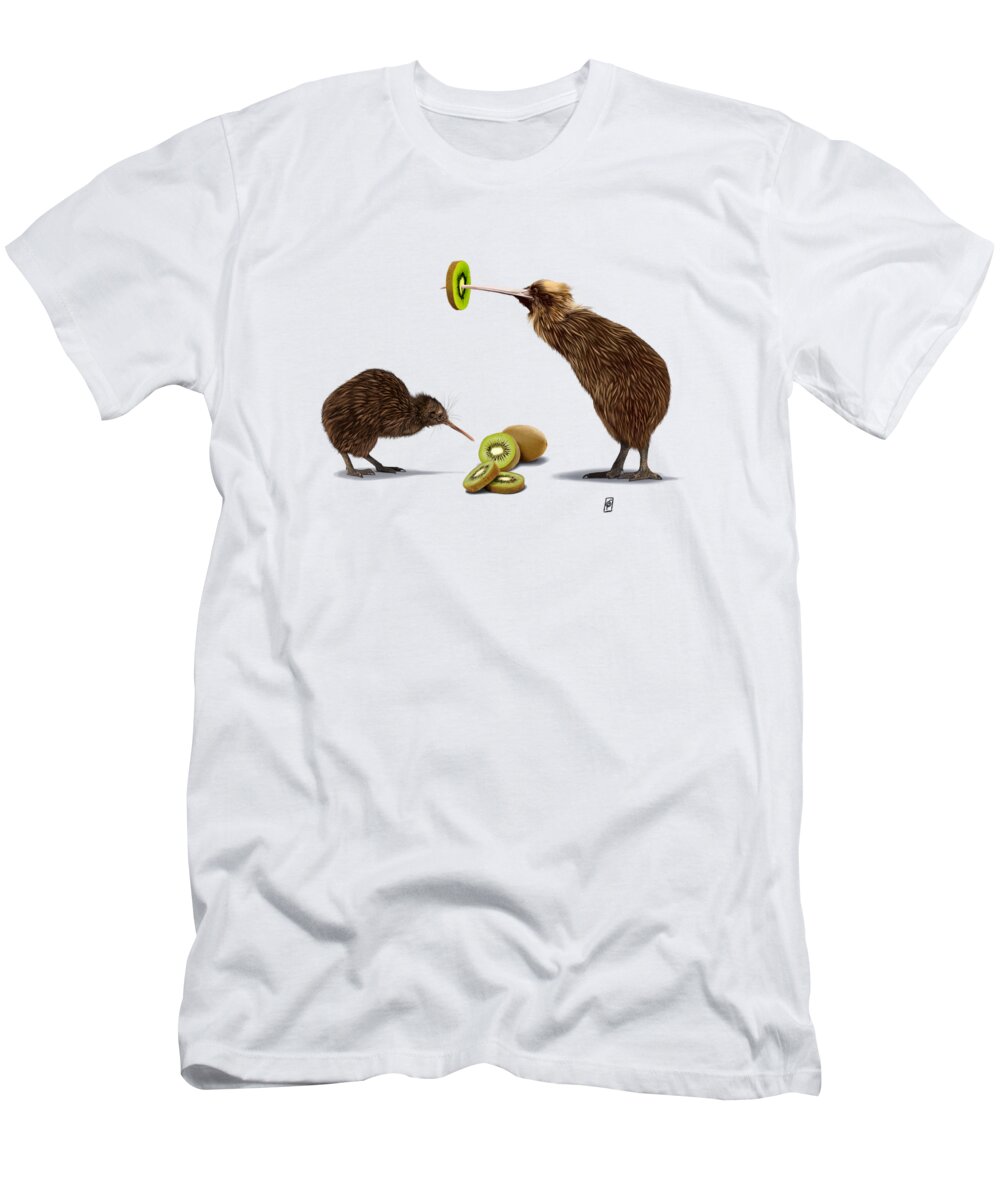 Illustration T-Shirt featuring the digital art Kiwi Wordless by Rob Snow