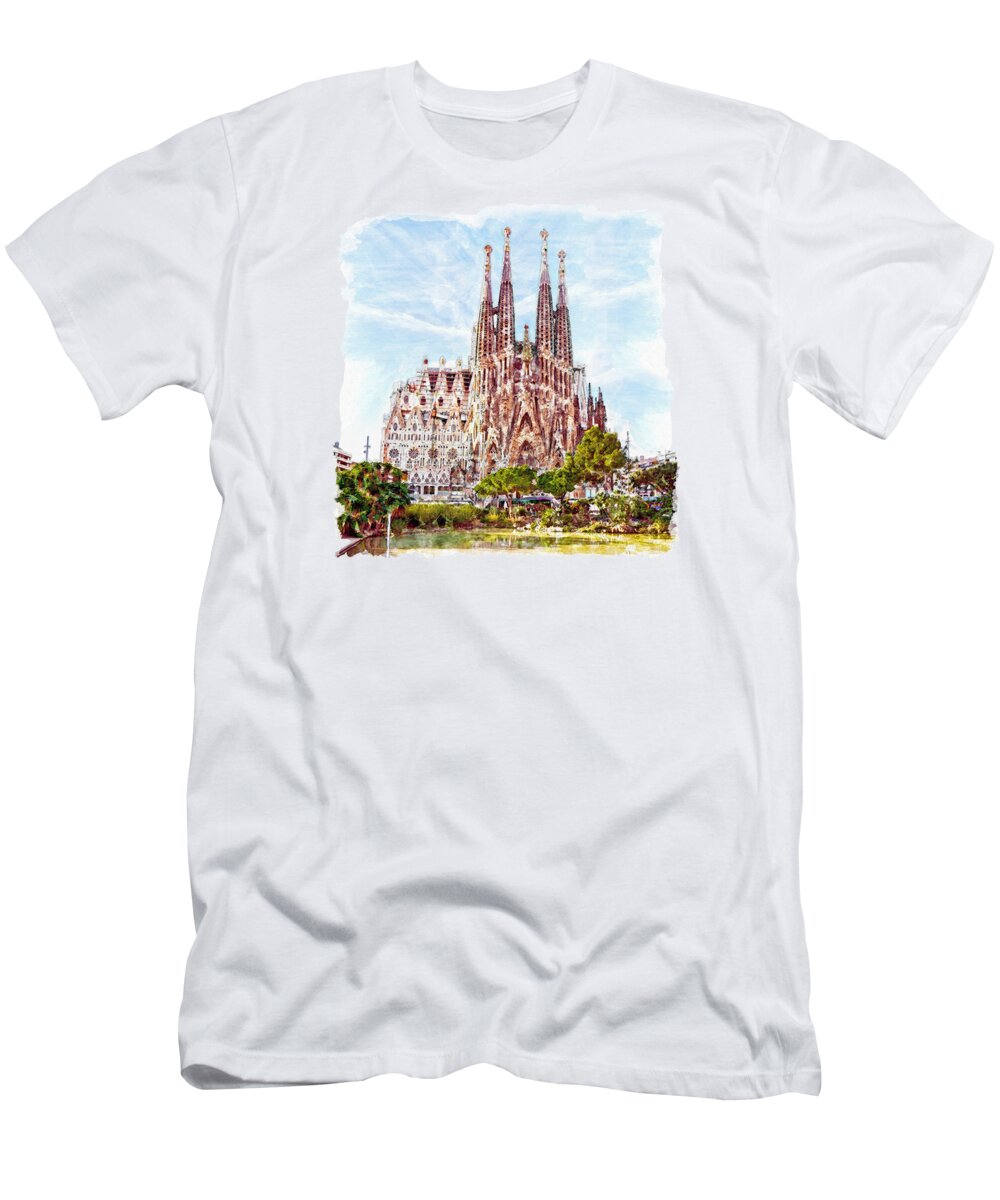 Marian Voicu T-Shirt featuring the painting La Sagrada Familia by Marian Voicu