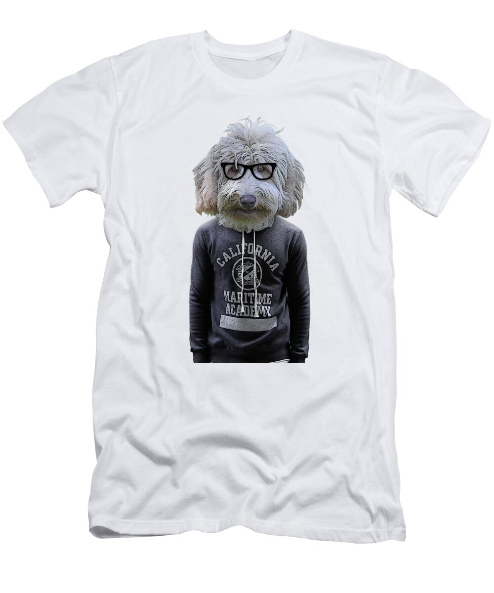 Labradoodle T-Shirt featuring the digital art Labradoodle college student by Madame Memento