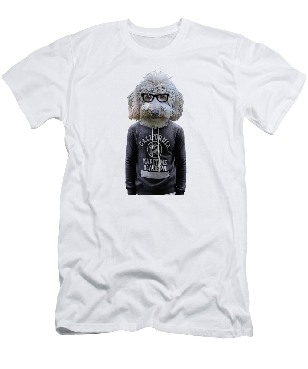 Labradoodle T-Shirt featuring the digital art Labradoodle hipster by Madame Memento