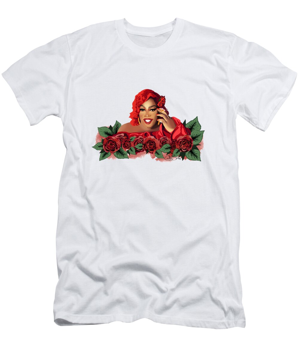 Digital Design T-Shirt featuring the digital art Lady Red by Courtney Briggs