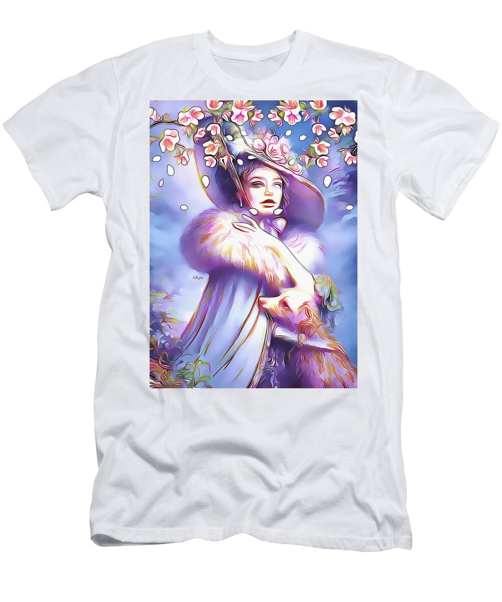 Watercolor T-Shirt featuring the painting Lady with dog 2 by Nenad Vasic