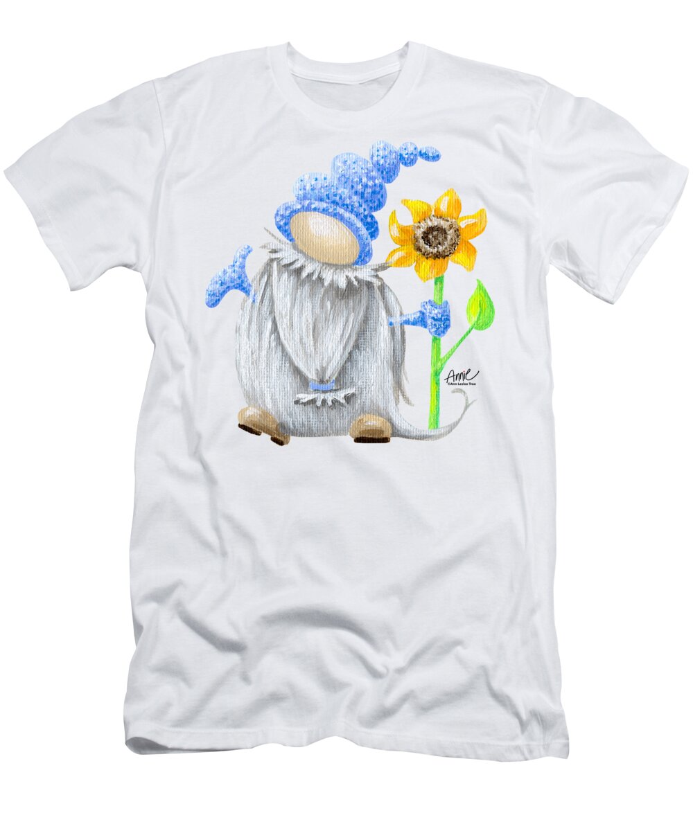 Gnome T-Shirt featuring the painting Laff Gnome by Annie Troe