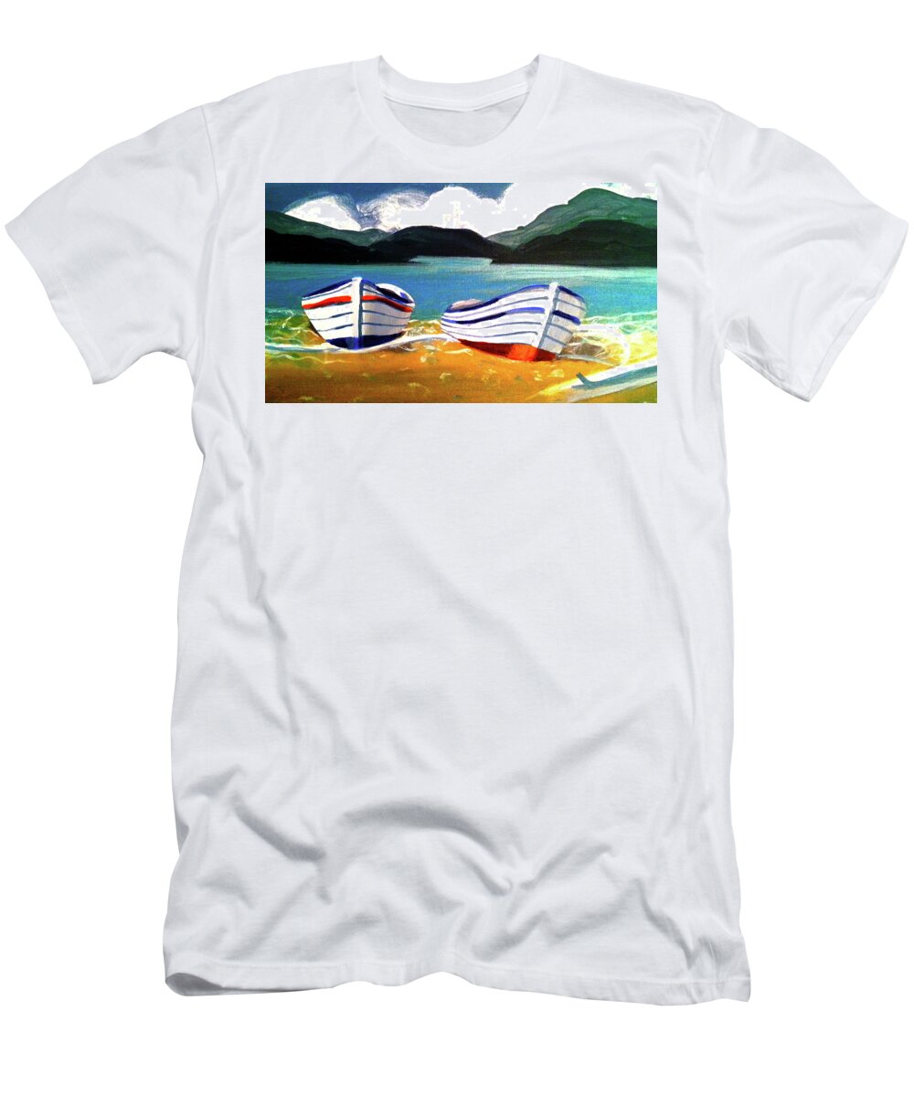 Two T-Shirt featuring the painting Laid Ashore by Rose Lewis