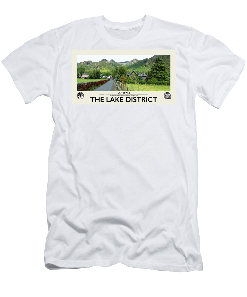 Langdale T-Shirt featuring the photograph Langdale Lake District Destination Cream Railway Poster by Brian Watt