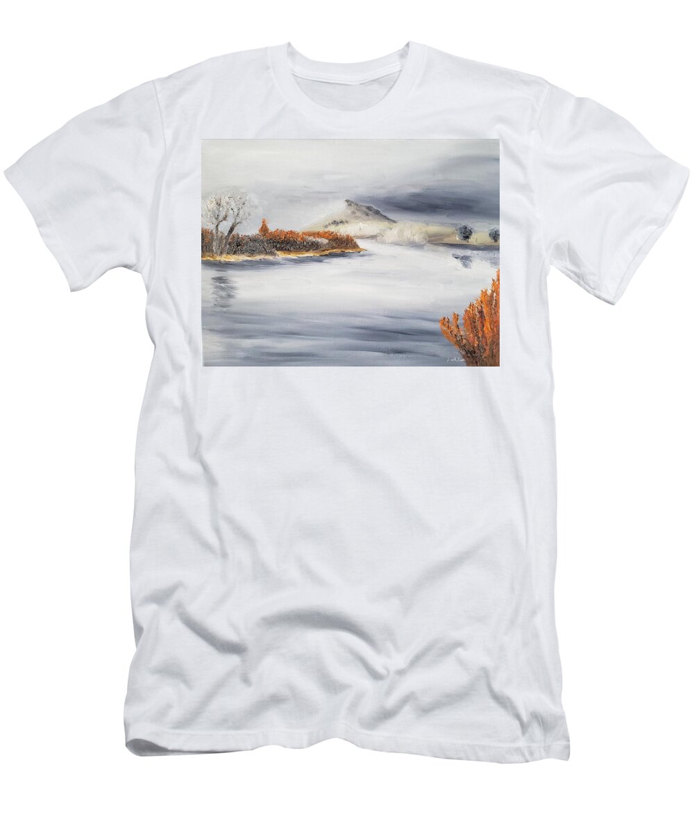Lake T-Shirt featuring the painting Last Moments of October by Joseph Eisenhart