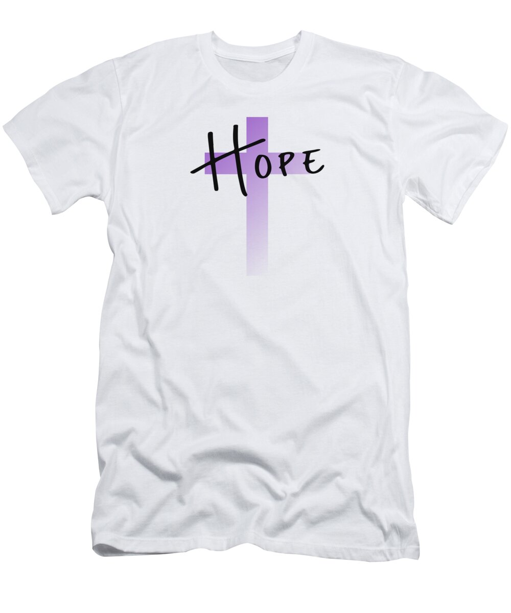 Lavender Easter Cross T-Shirt featuring the digital art Lavender Easter Cross - Hope by Bob Pardue