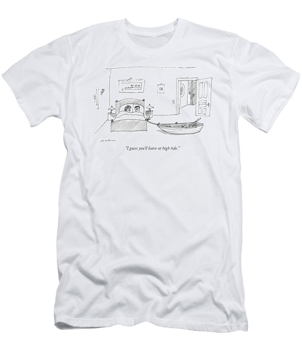 “i Guess You’ll Leave At High Tide.” Bed T-Shirt featuring the drawing Leave At High Tide by Michael Maslin