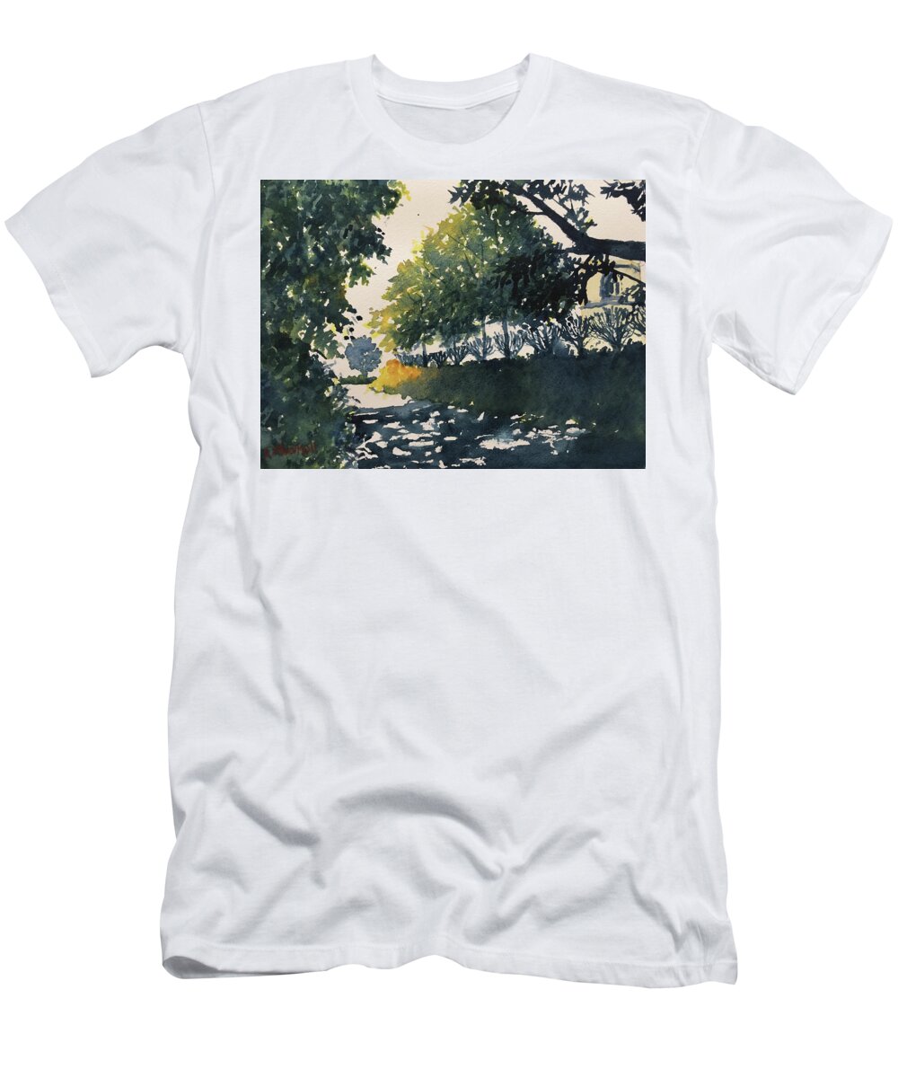 Watercolour T-Shirt featuring the painting Light and Darks on Turkey Lane by Glenn Marshall