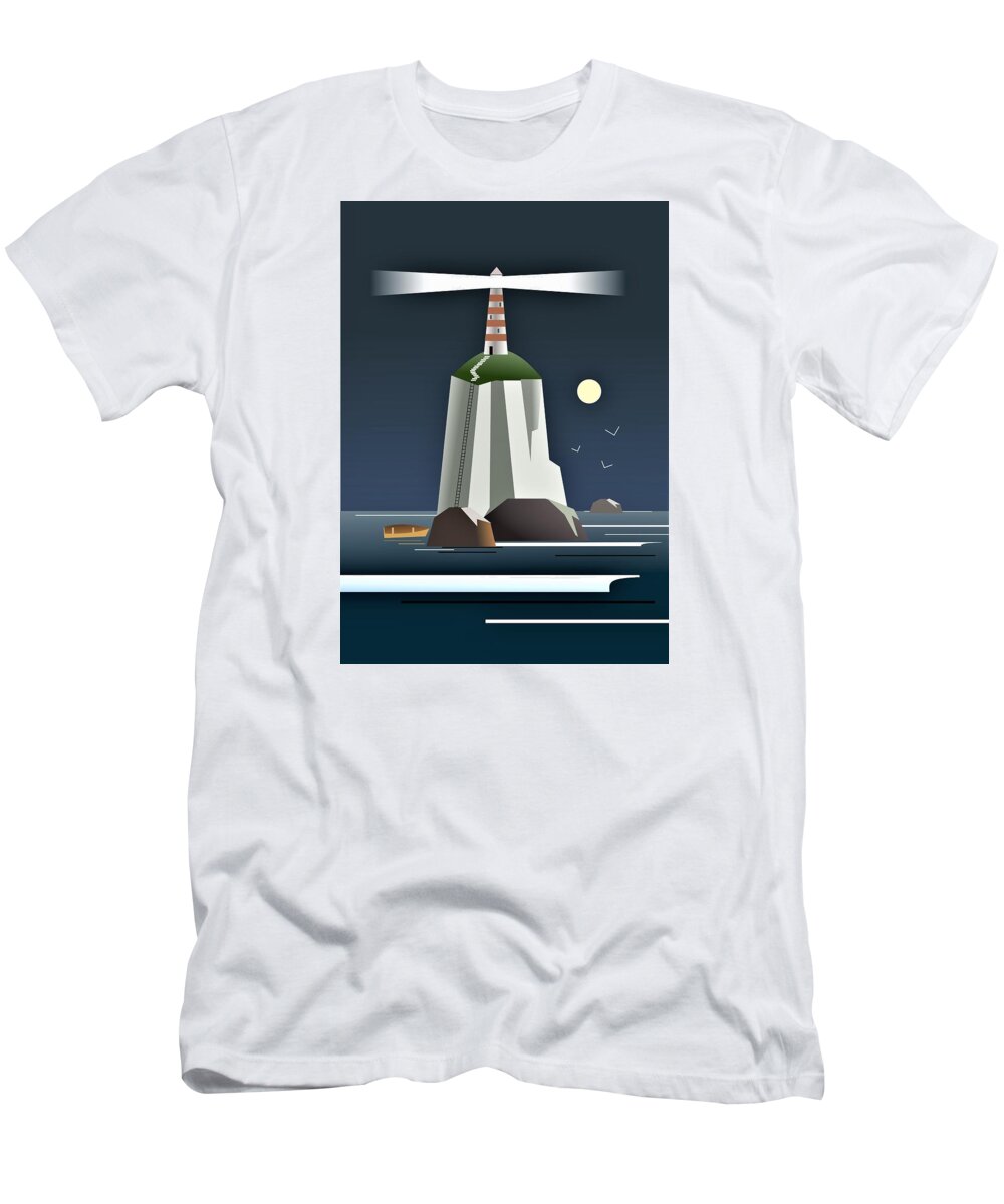 Lighthouse T-Shirt featuring the digital art Lighthouse by Fatline Graphic Art