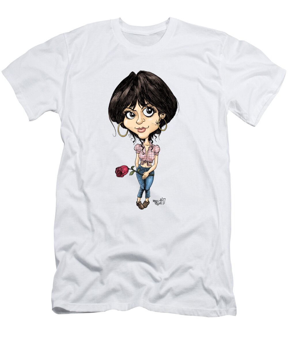 Caricature T-Shirt featuring the drawing Linda Rondstadt by Mike Scott