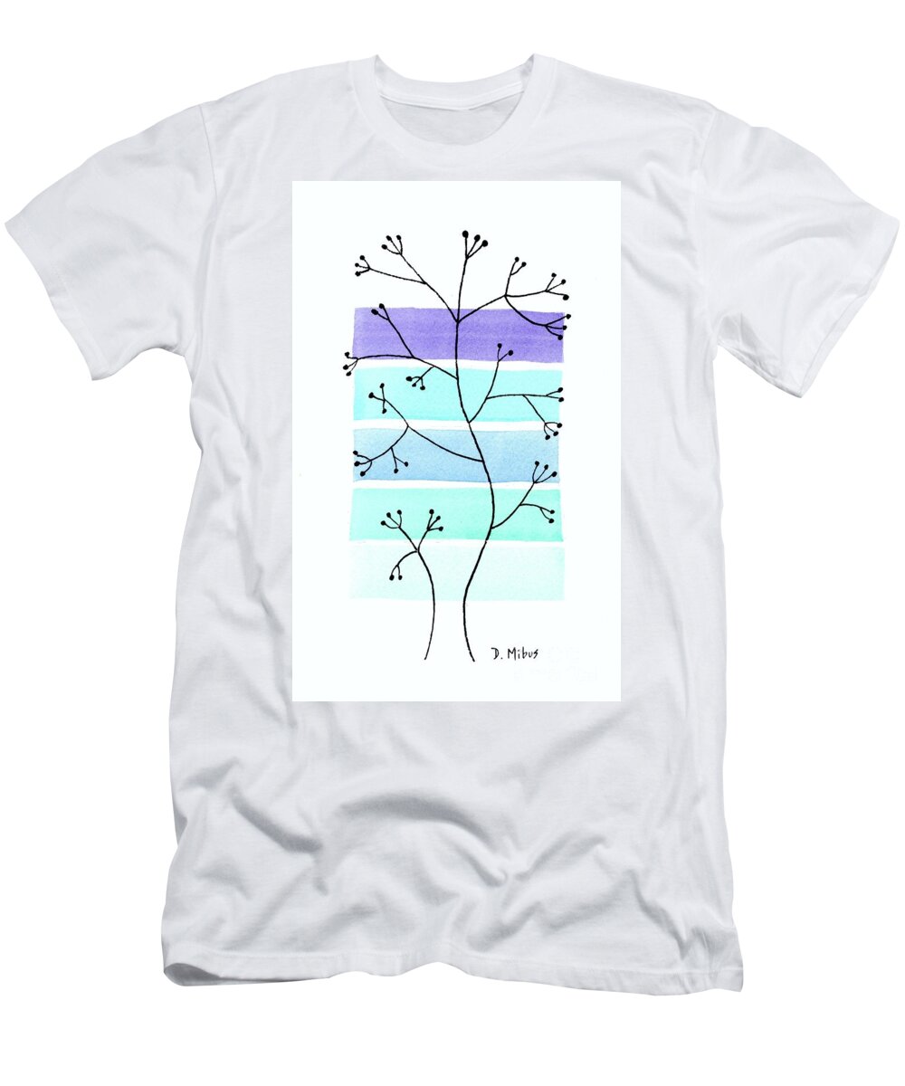 Mid Century Modern T-Shirt featuring the painting Line Drawing Botanical 2 by Donna Mibus