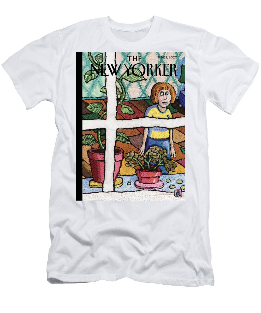 Embroidery T-Shirt featuring the tapestry - textile Lockdown Sampler by Roz Chast