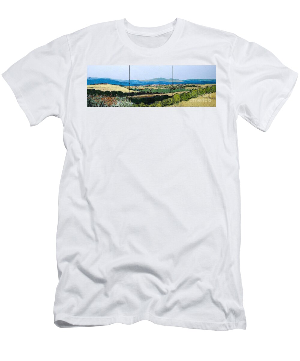 Landscape T-Shirt featuring the painting Long Get Away by Allan P Friedlander