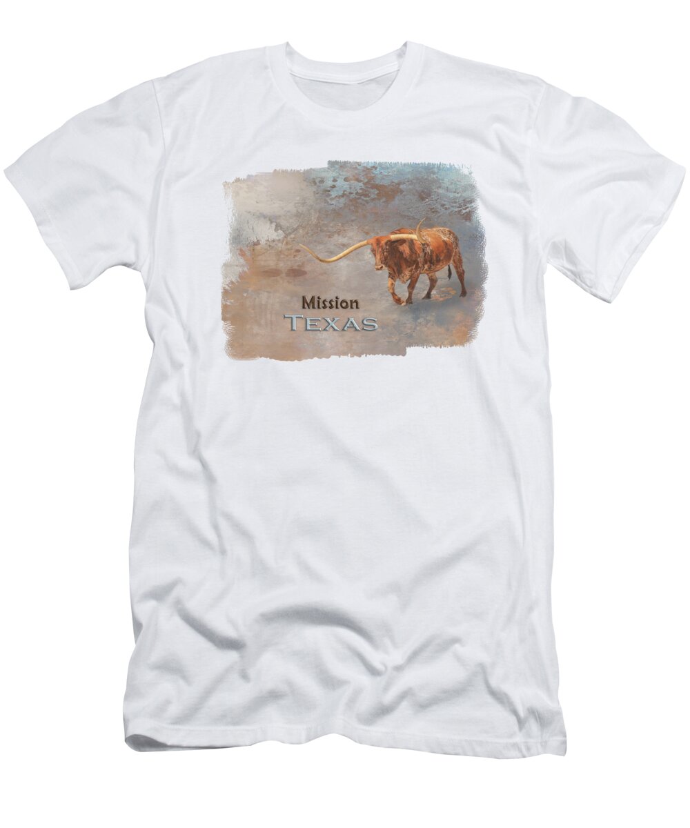 Mission T-Shirt featuring the mixed media Longhorn Bull Mission by Elisabeth Lucas