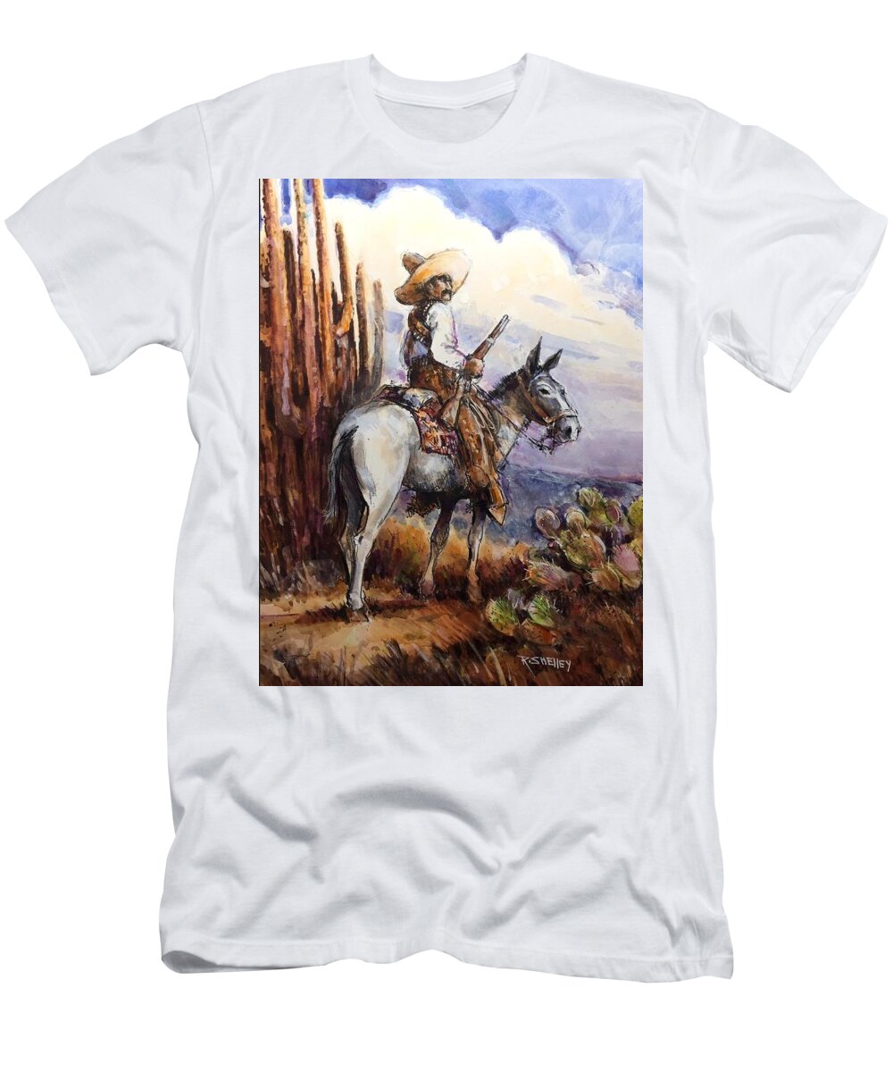 Mexico T-Shirt featuring the painting Lookout by Ronald Shelley