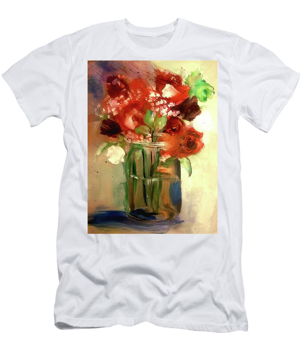 Loose T-Shirt featuring the painting Loose And Splattered Rose by Lisa Kaiser