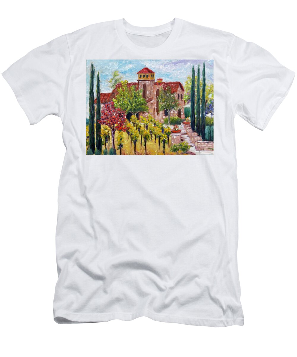 Lorimar Vineyard And Winery T-Shirt featuring the painting Lorimar in Autumn by Roxy Rich
