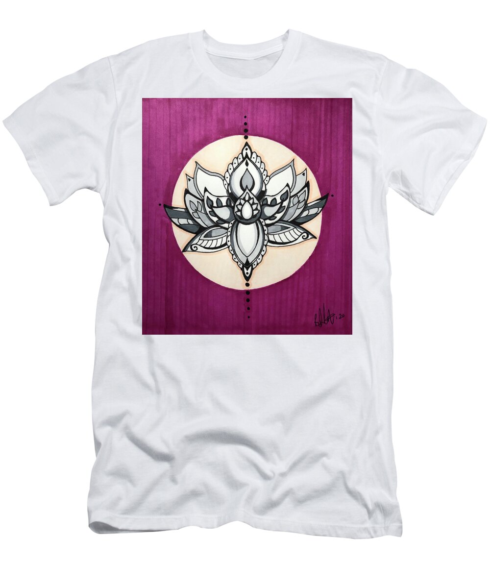 Lotus Flower T-Shirt featuring the drawing Lotus Flower by Creative Spirit