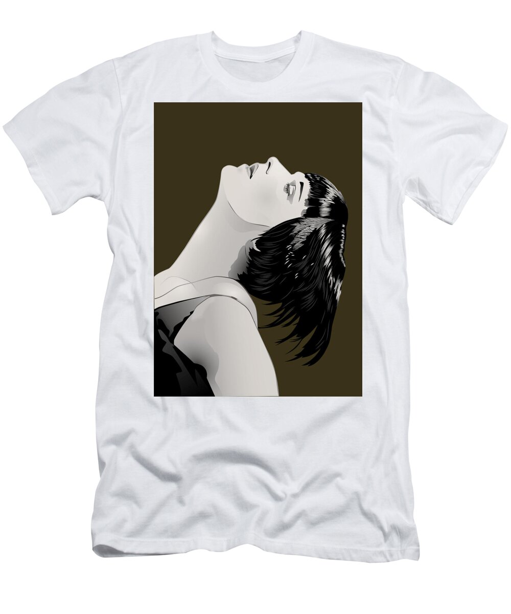 Louise Brooks Official T-Shirt featuring the digital art Louise Brooks in Berlin - Ochre Umber by Louise Brooks