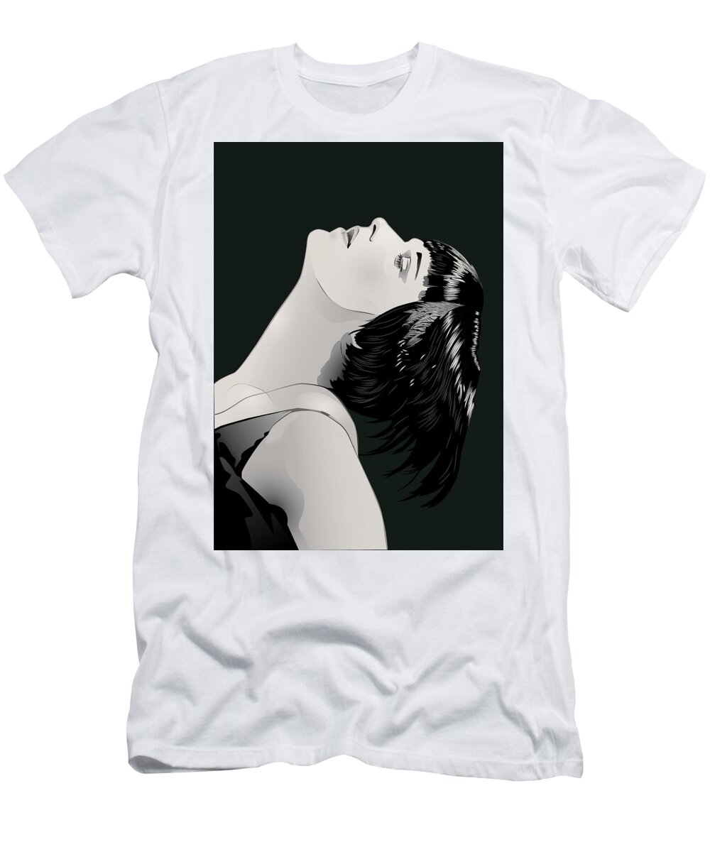 Louise Brooks Official T-Shirt featuring the digital art Louise Brooks in Berlin - Onyx Pine by Louise Brooks